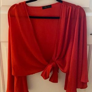 Cropped red blouse